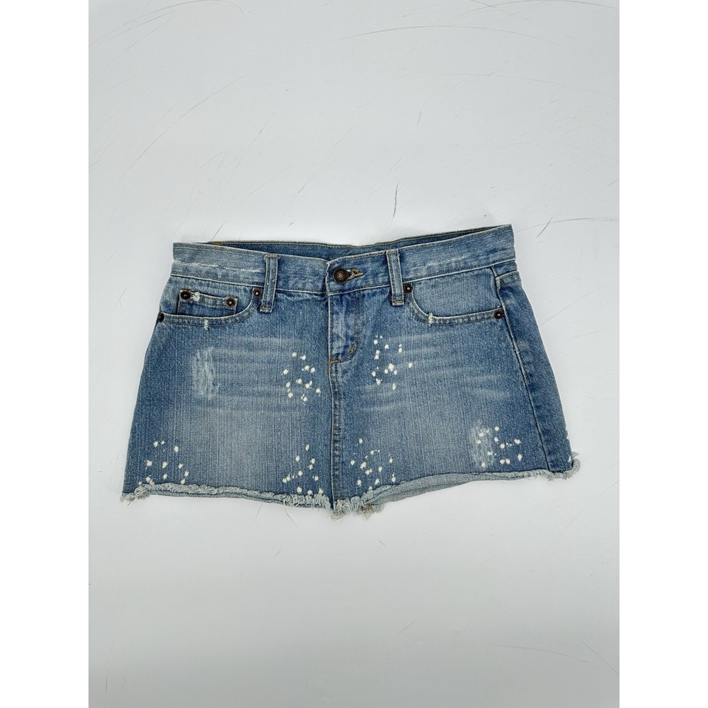 Y2K Wet Seal Low Rise Micro Mini Denim Skirt S Distressed Fairy Grunge Coquette